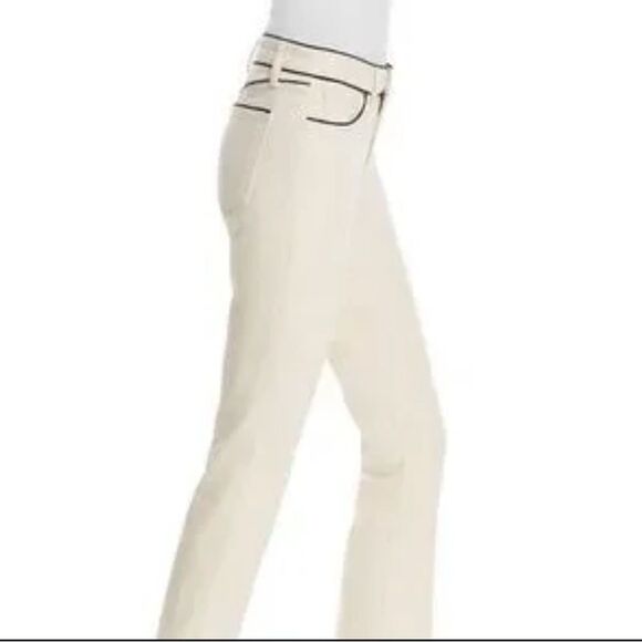 Tori Burch Natural Cream Straight Leg Jeans with High-Waisted Design. - Picture 4 of 6
